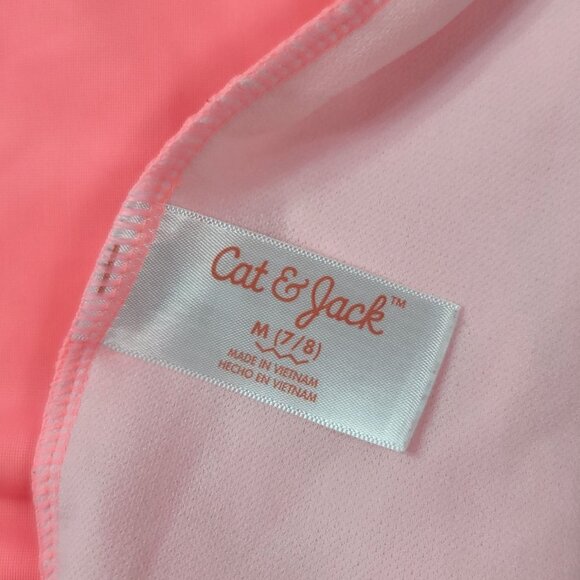 2/$15 Cat & Jack 2 PC Tankini Swimsuit Pink Gold SZ 7 Medium Racerback Pineapple - Picture 7 of 14